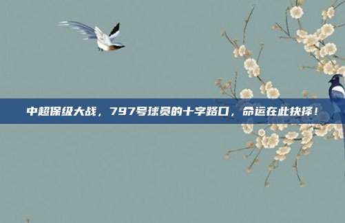 中超保级大战，797号球员的十字路口，命运在此抉择！  第1张