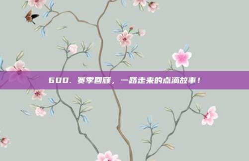 600. 赛季回顾，一路走来的点滴故事！  第1张