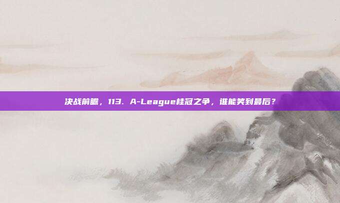 决战前瞻，113. A-League桂冠之争，谁能笑到最后？  第1张